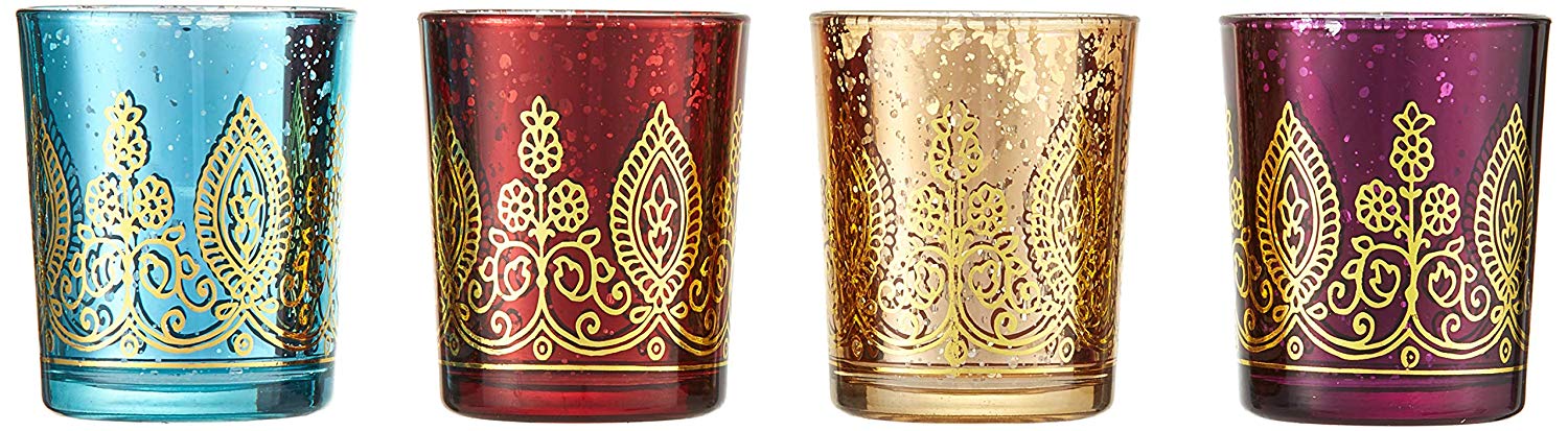 Indian Henna Glass Candle Holders