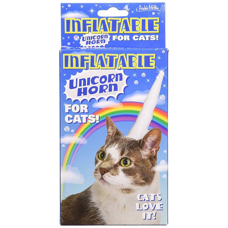 inflatable cat unicorn horn