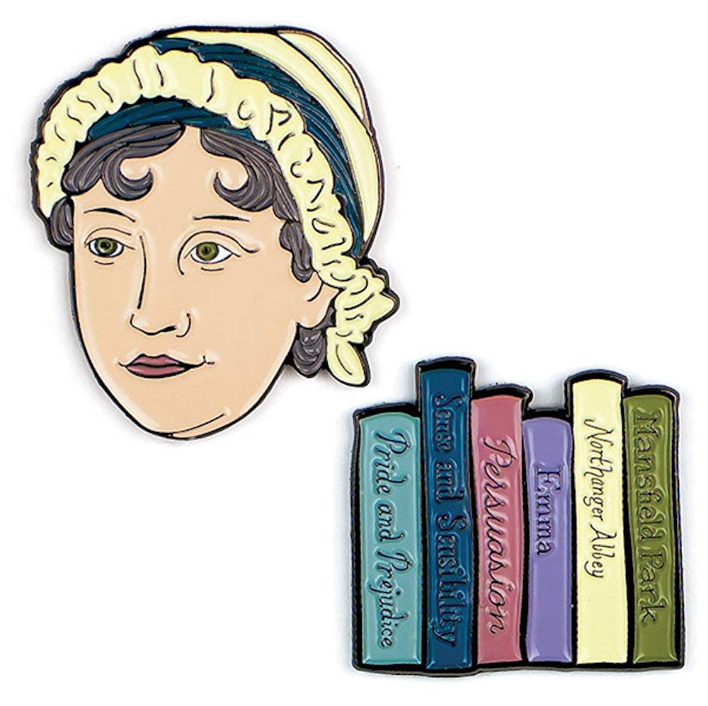 Jane Austen and Books Enamel Pin Set