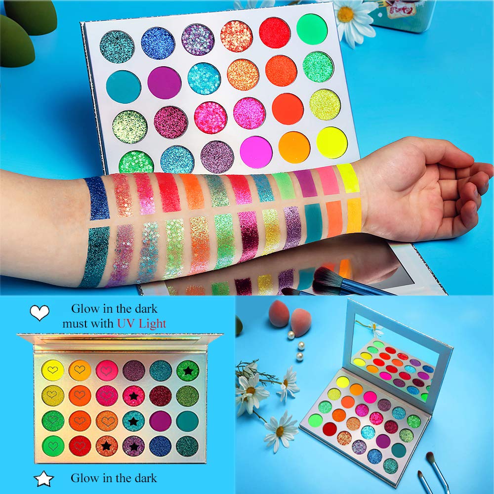 Kalolary Glow in the Dark Neon Eyeshadow Palette