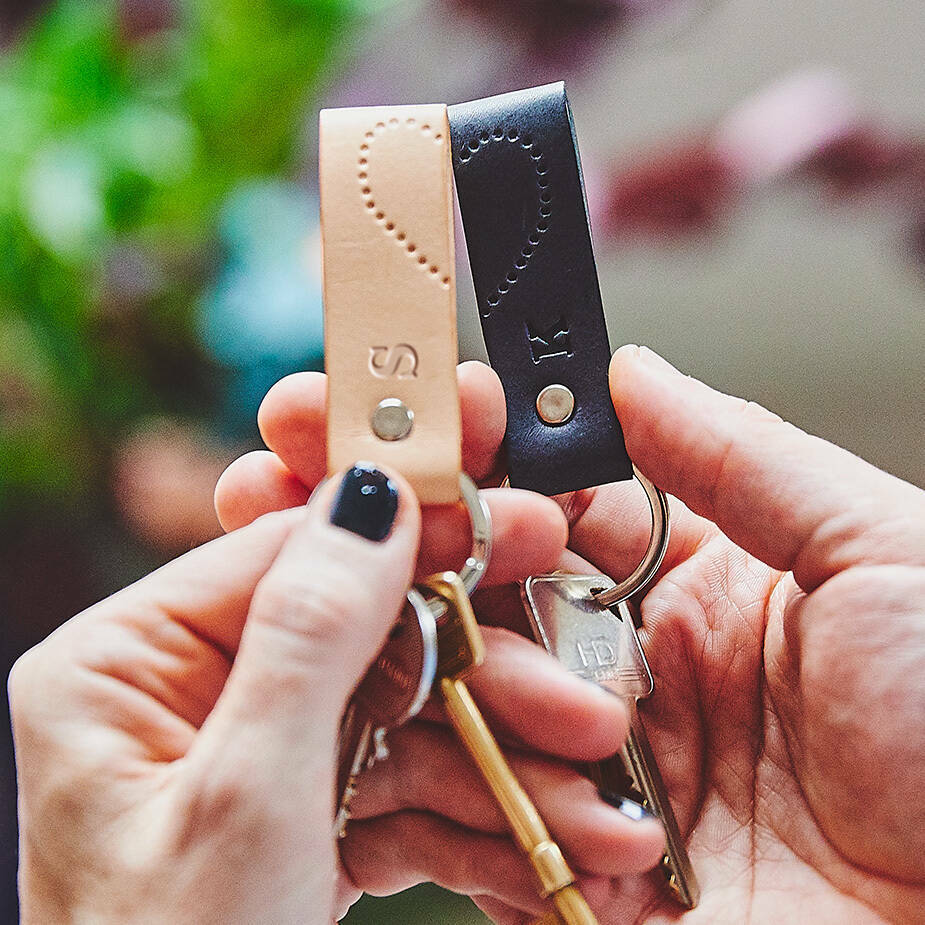 Leather Couples Keyrings Set With Heart