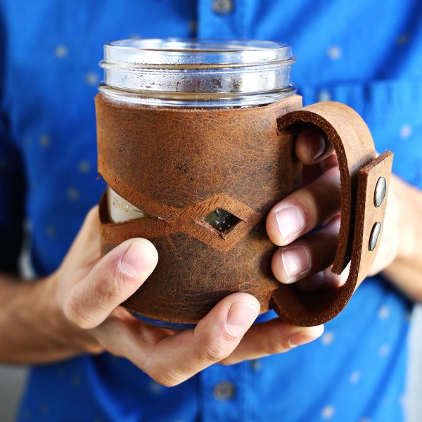 Leather Mason Jar Sleeve