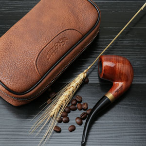 Leather Wood Pipe Pouch Case