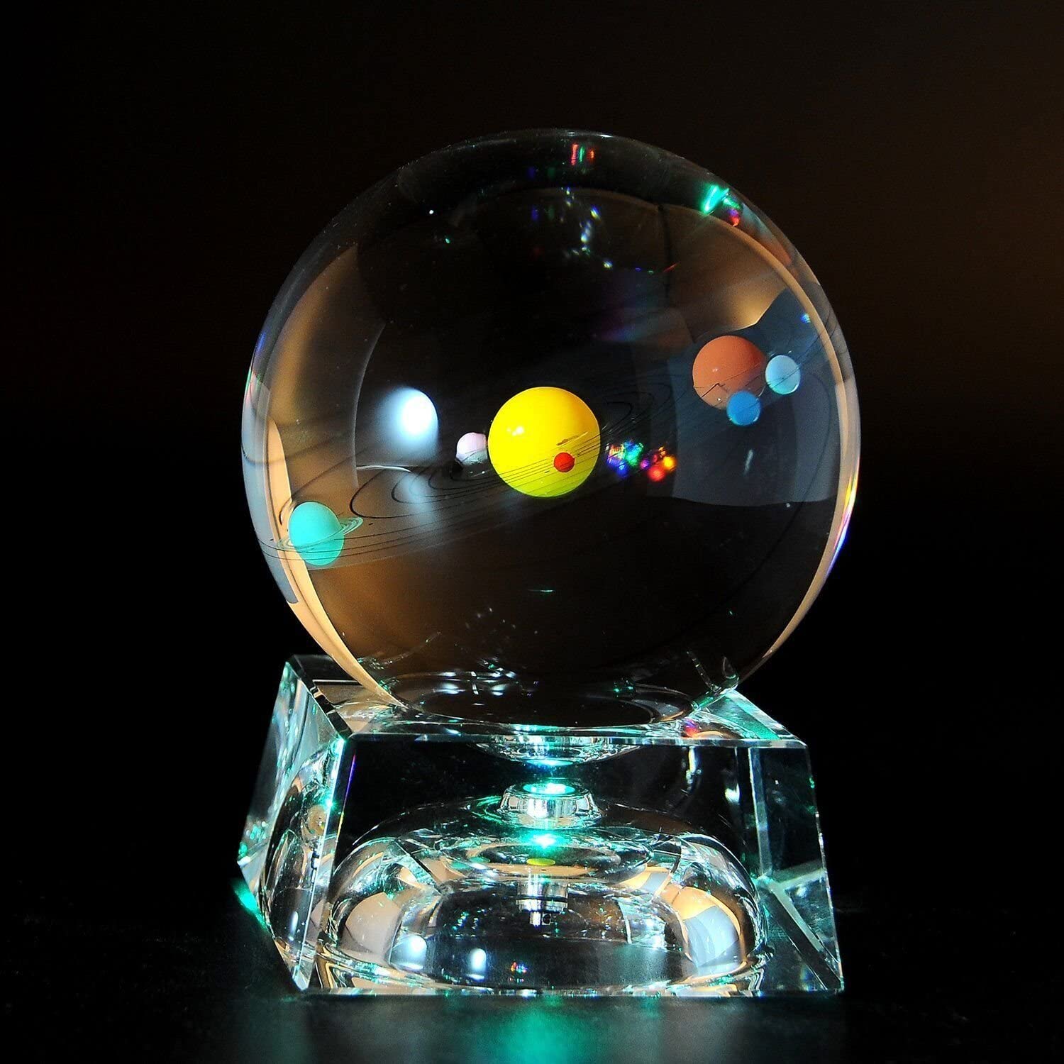 LED Crystal Ball with Solar System Inside