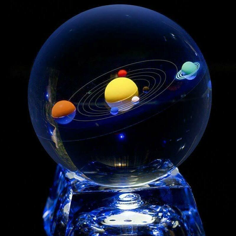 LED Crystal Ball with Solar System Inside