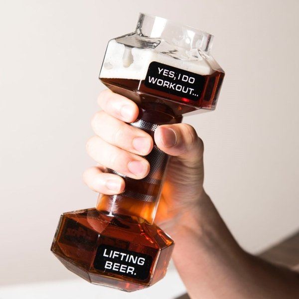 Lifting Dumbbell Beer Glass