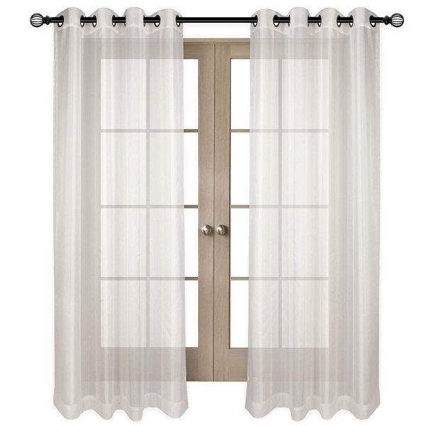 Linen Stripe Silky Sheer Curtains