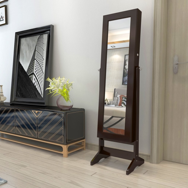 Lockable Jewelry Cabinet with Mirror