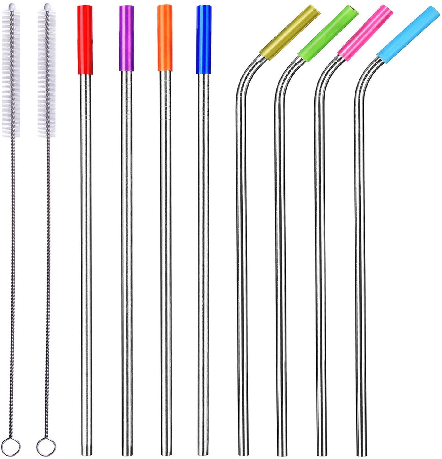 Long Stainless Steel Straws Set