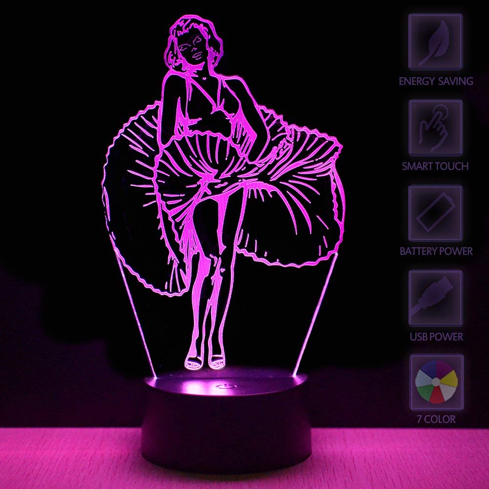 Marilyn Monroe 3D LED Lamp