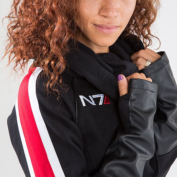 Mass Effect N7 Long Vinyl Ladies' Cowl Hoodie