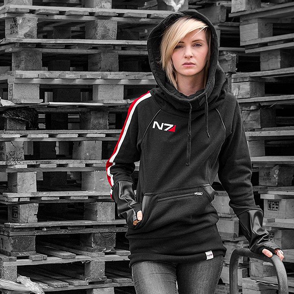 Mass Effect N7 Long Vinyl Ladies' Cowl Hoodie