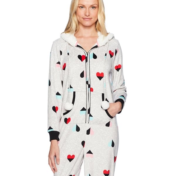 Microfleece Hooded Onesie with Hearts