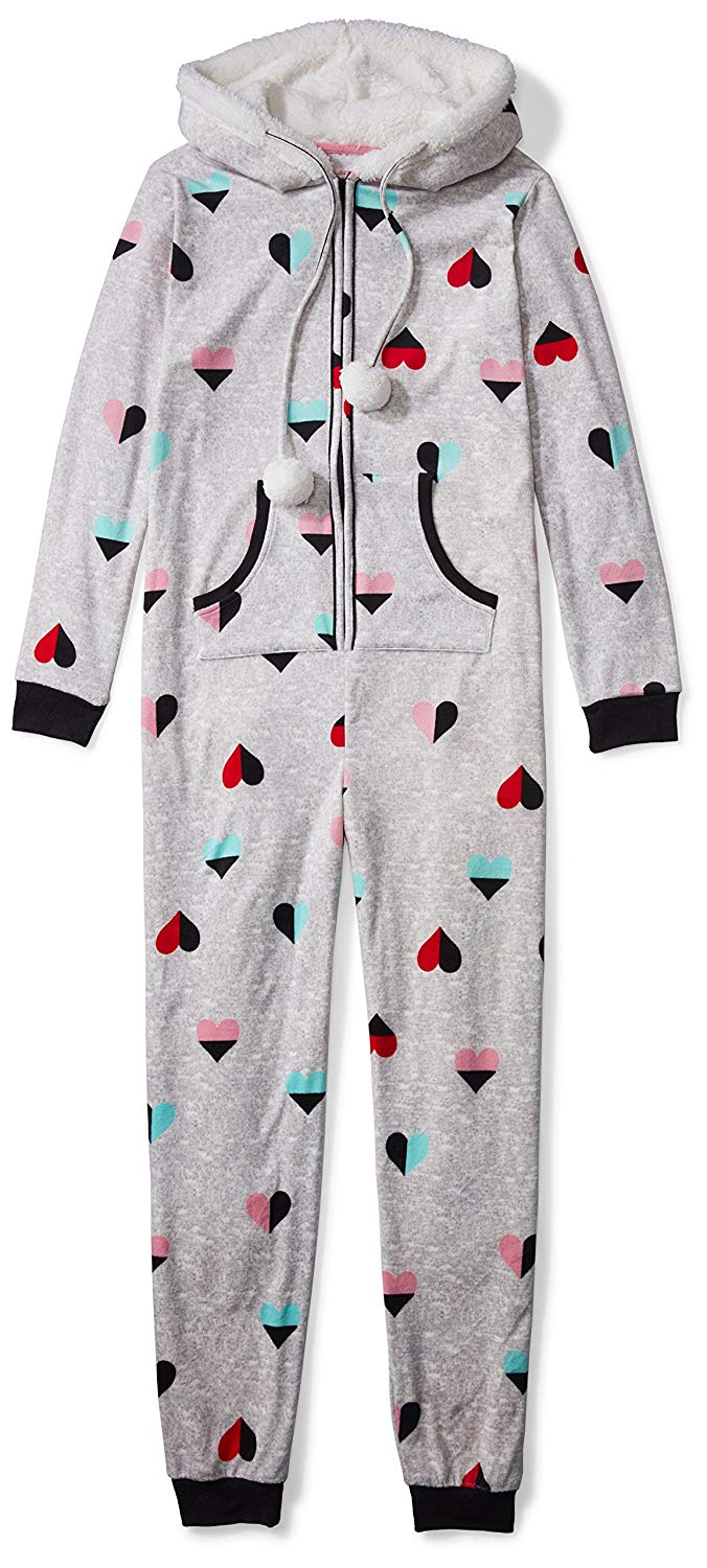 Microfleece Hooded Onesie with Hearts