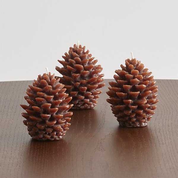 Mini Pinecone Candles, Set of 3