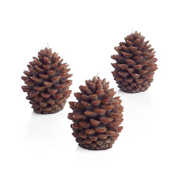 Mini Pinecone Candles, Set of 3