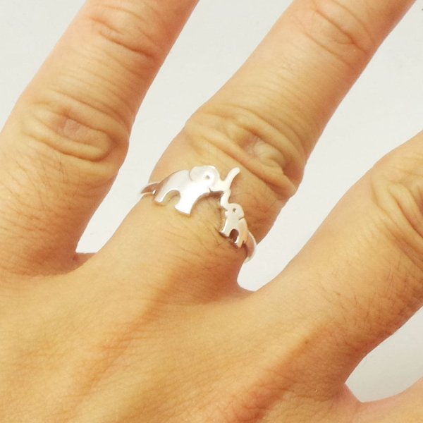 Mother and Daughter Cute Elephant Ring