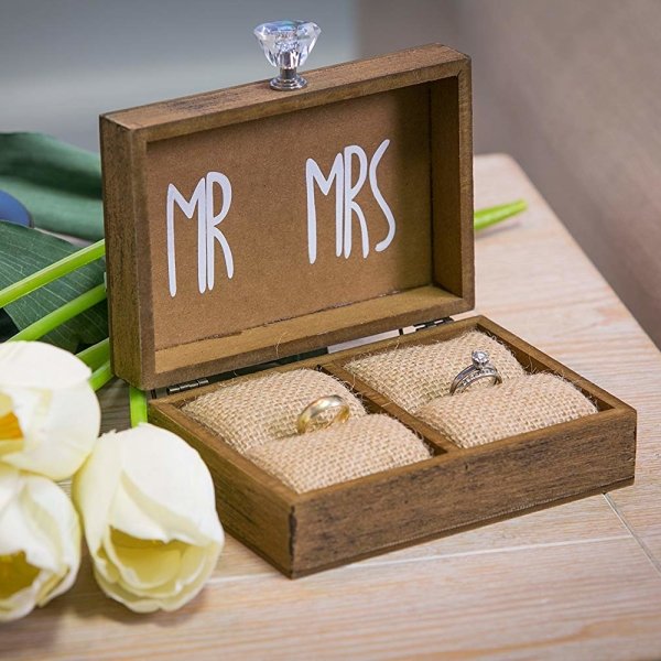 Mr. and Mrs. Wooden Ring Holder