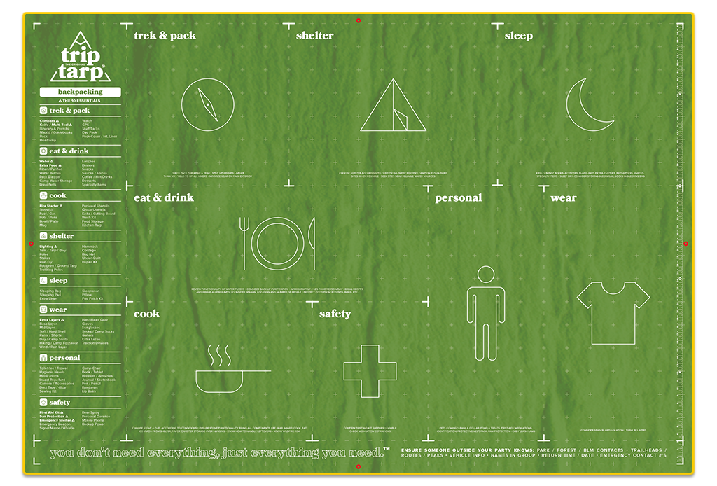 Multi-purpose Tarp for Organizing Gear and Planning Backcountry Adventure