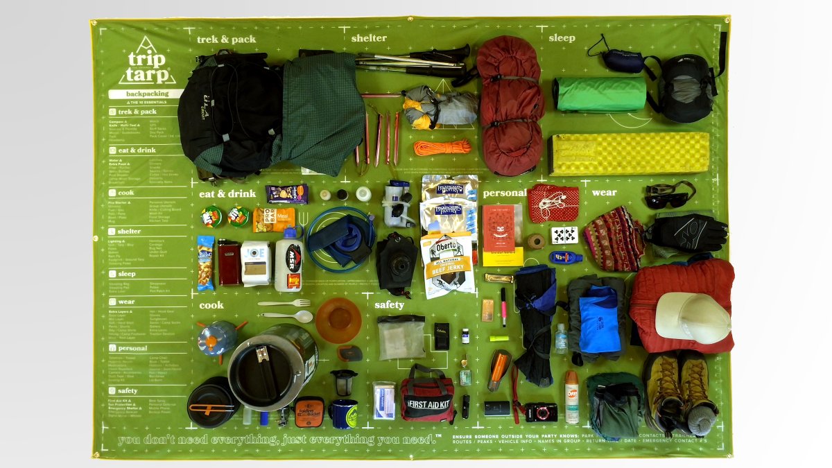 Multi-purpose Tarp for Organizing Gear and Planning Backcountry Adventure