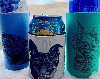  Neoprene Custom Pet Portrait Can Coolers