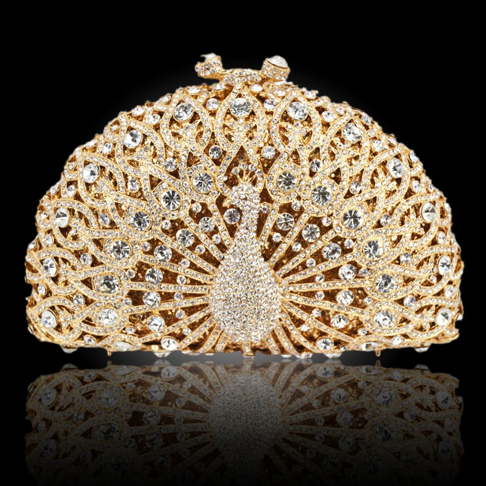 Peacock Crystal Clutch For Women