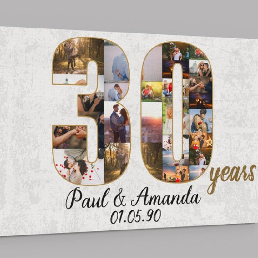 30th Anniversary Gifts Custom Collage Photo Canvas 