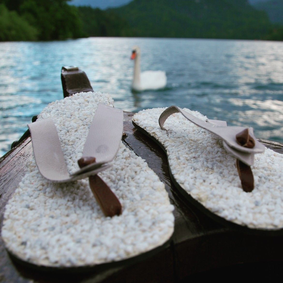 Pebble Covered Flip Flops