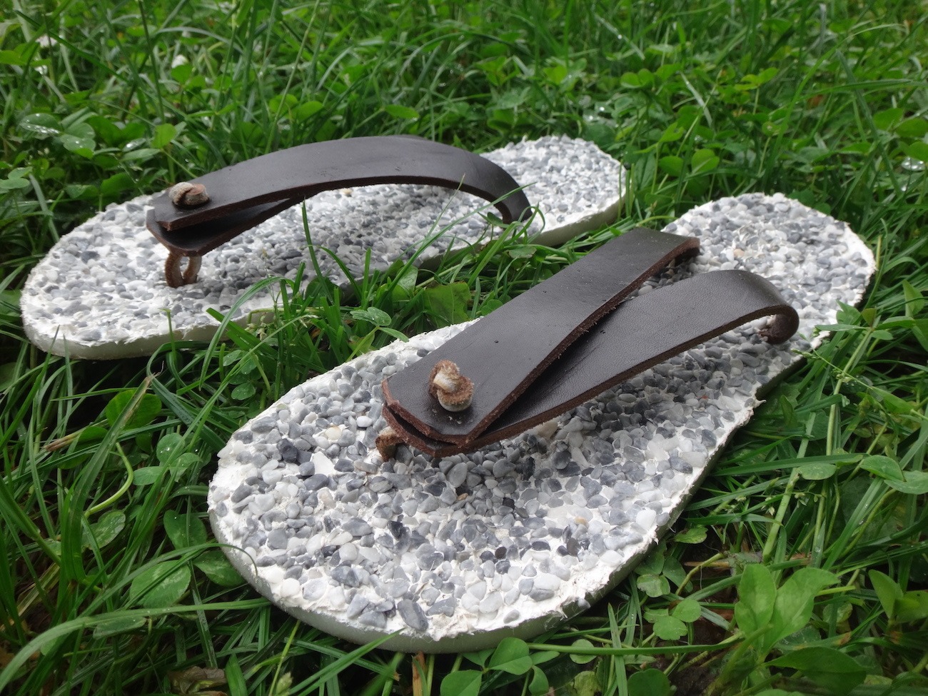 Pebble Covered Flip Flops