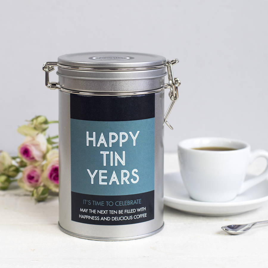 Personalised Anniversary Coffee Gift In Tin