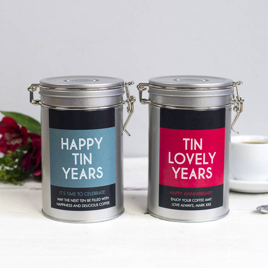 Personalised Anniversary Coffee Gift In Tin