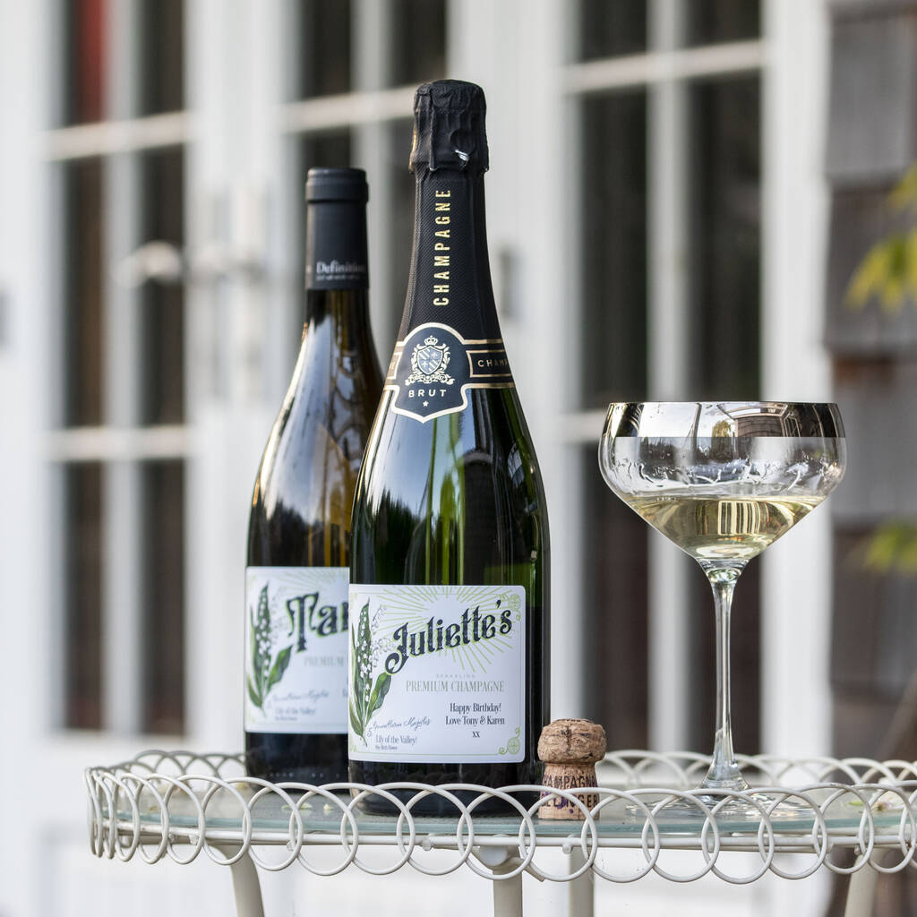 Personalised Birth Flower Gin Champagne Prosecco Wine