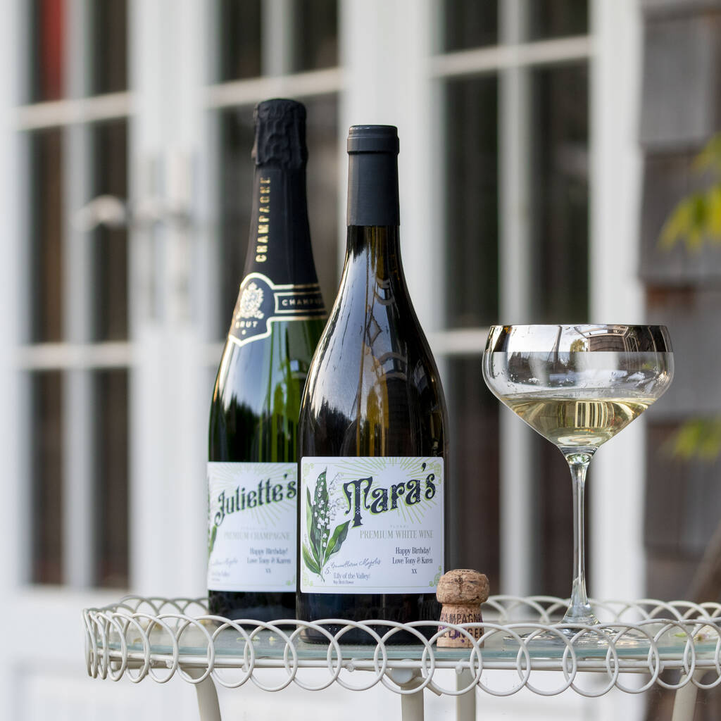 Personalised Birth Flower Gin Champagne Prosecco Wine