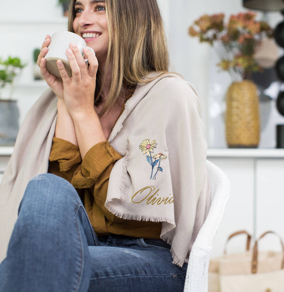 Personalised Birth Flower Scarf