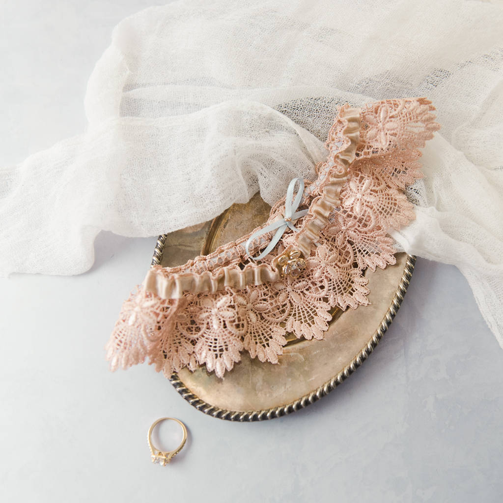 Personalised Blush Or Ivory Lace Wedding Garter