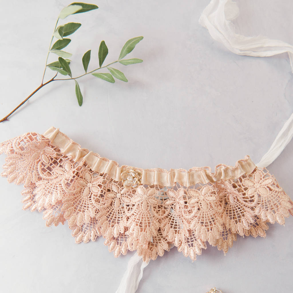 Personalised Blush Or Ivory Lace Wedding Garter