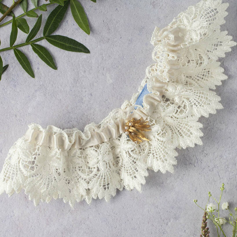 Personalised Blush Or Ivory Lace Wedding Garter