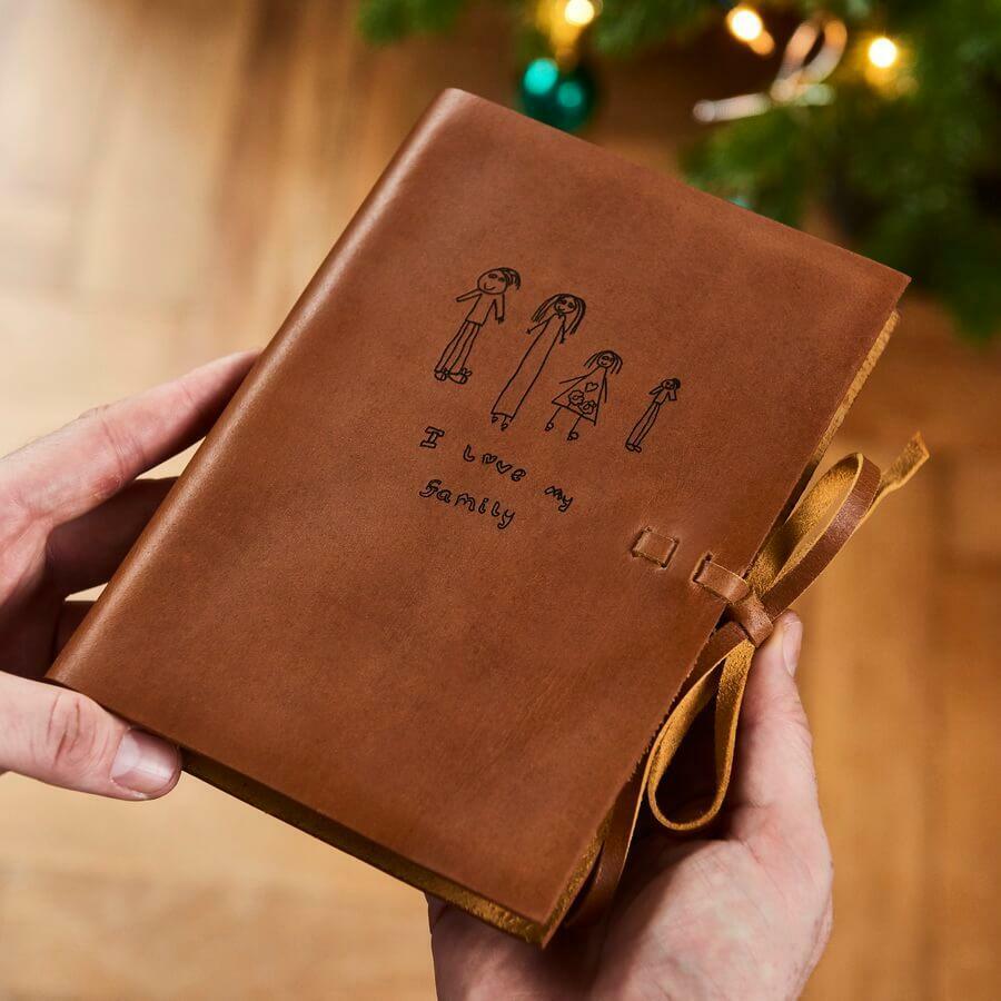 Personalised Child's Drawing Leather Notebook