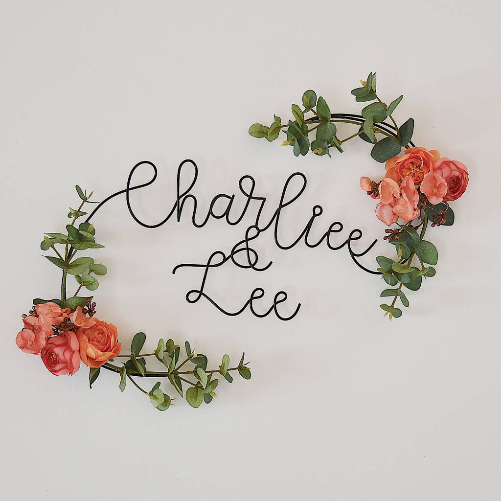 Personalised Couple's Floral Name Sign