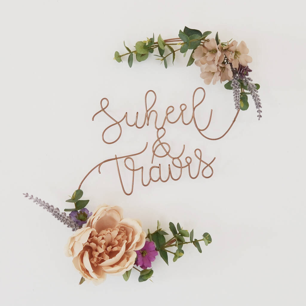 Personalised Couple's Floral Name Sign