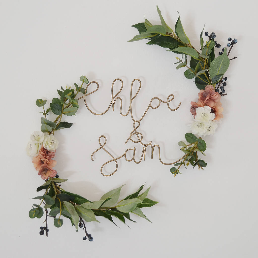 Personalised Couple's Floral Name Sign