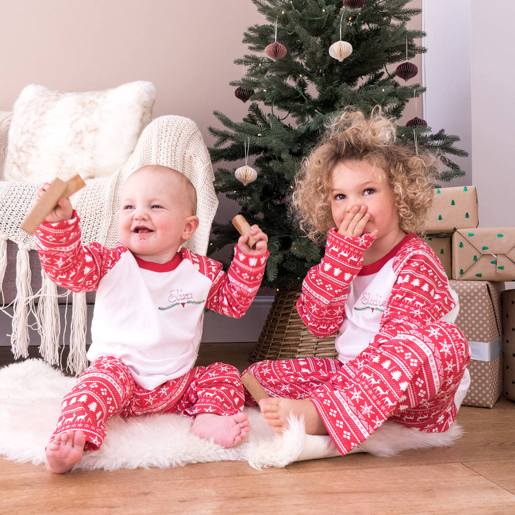 Personalised Embroidered Christmas Children's Pyjamas