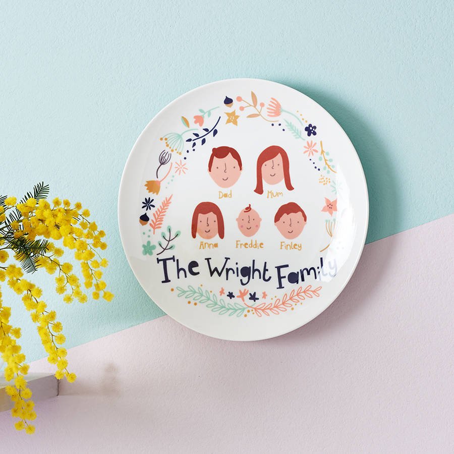 Personalised Floral Family Portrait Plate