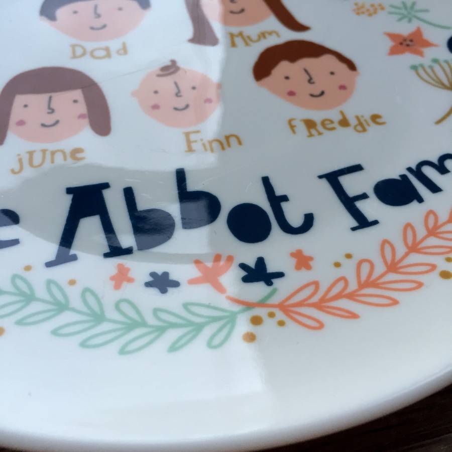 Personalised Floral Family Portrait Plate