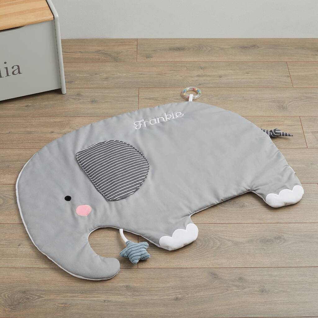 Personalised Grey Elephant Activity Playmat