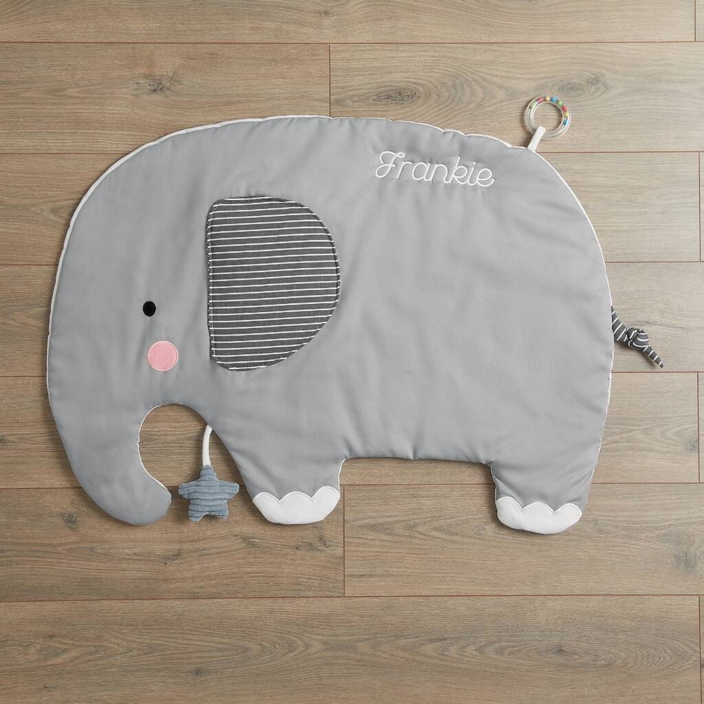 Personalised Grey Elephant Activity Playmat