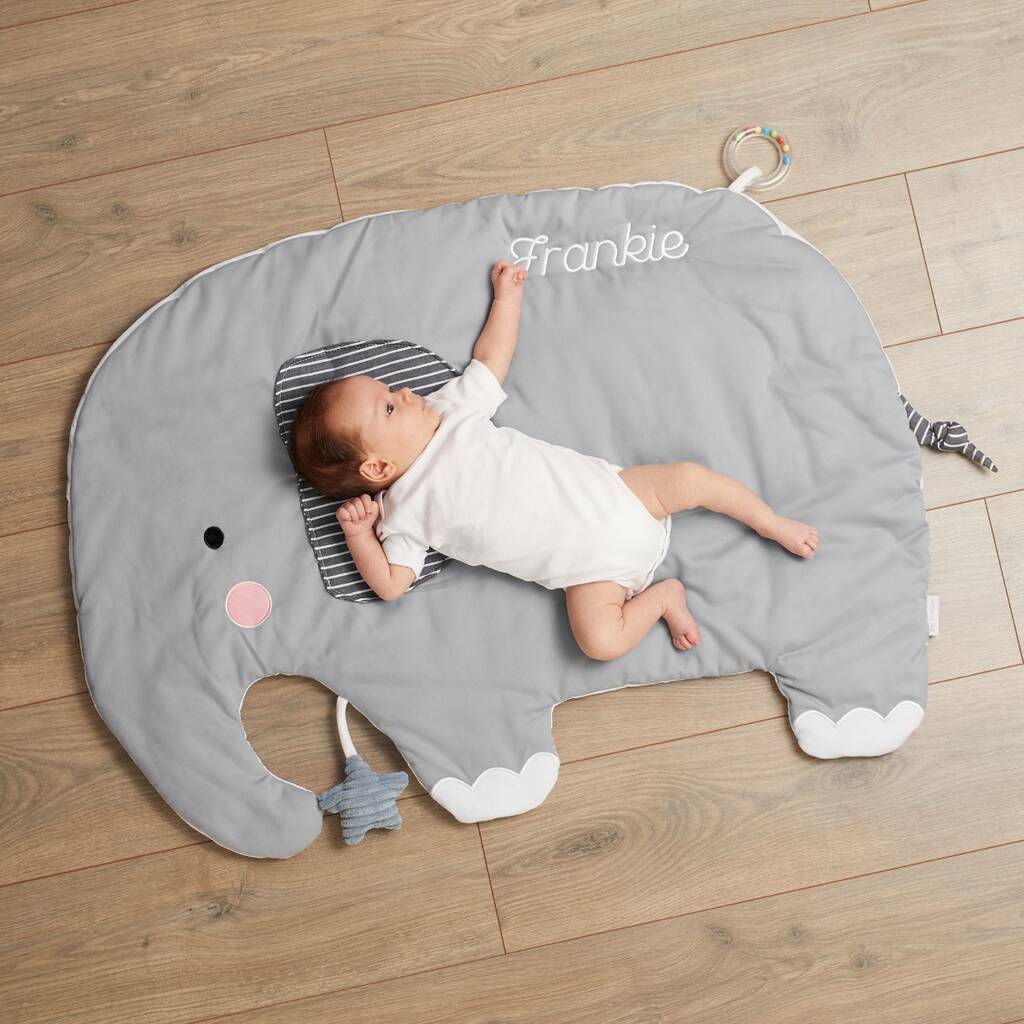 Personalised Grey Elephant Activity Playmat