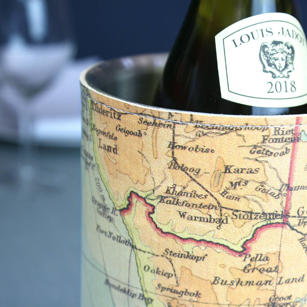 Personalised Map Leather Wine Cooler