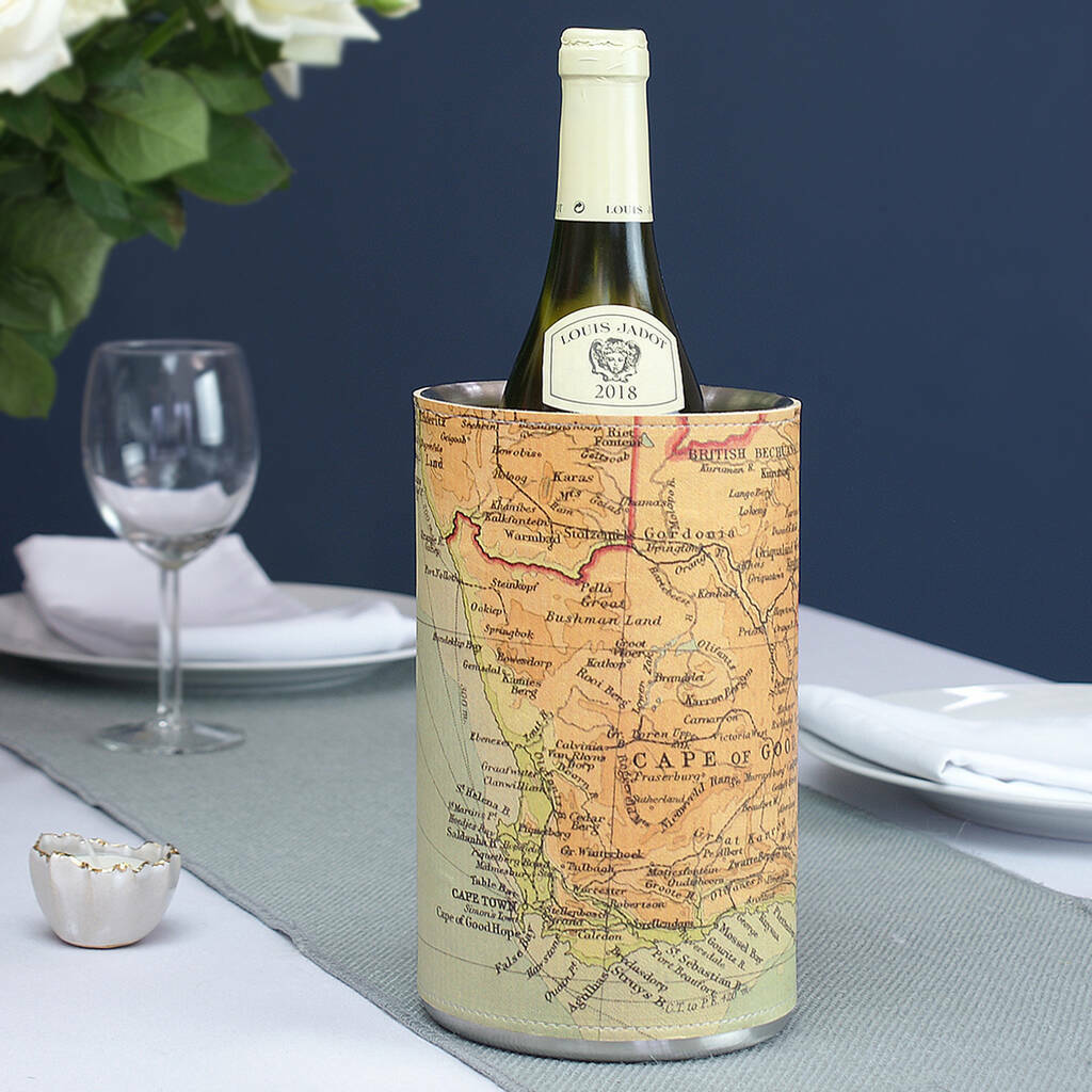 Personalised Map Leather Wine Cooler