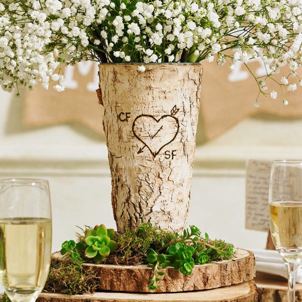 Personalised Rustic Birch Wood Vase